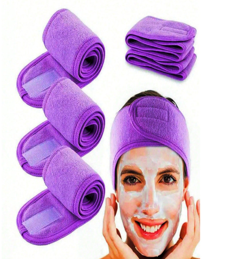 1pc Adjustable Non-Slip Spa Headband – Soft Wide Band for Makeup & Skincare – V2