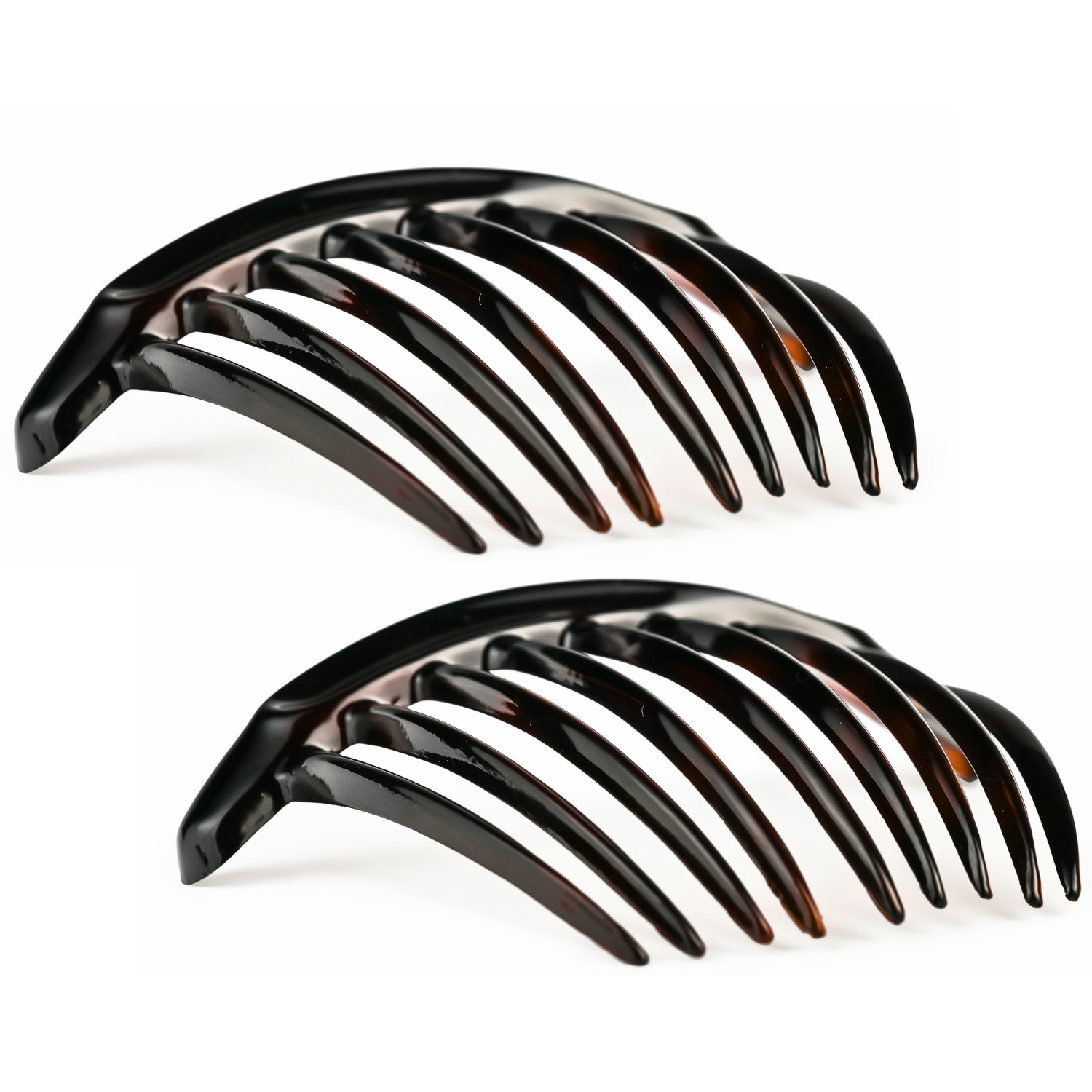 Parcelona Set of 2 French Side Combs Tortoise Shell Hair Slides Bun French Twist