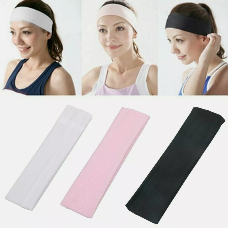 HEADBAND Thin Stretch Sports Yoga Gym Hair Band Wrap Sweatband Womens Mens 2Pack