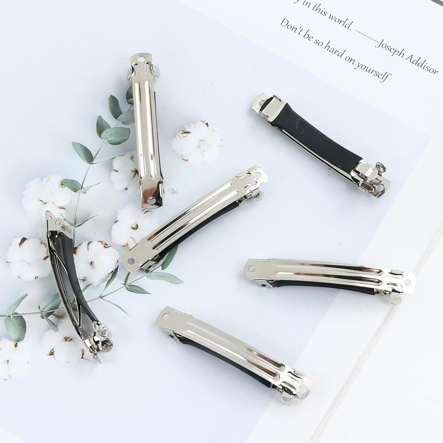 Cinaci 20 Pack 6Cm/2.4″ Simple Plain Blank DIY Caft Silver Metal French Hair Bar