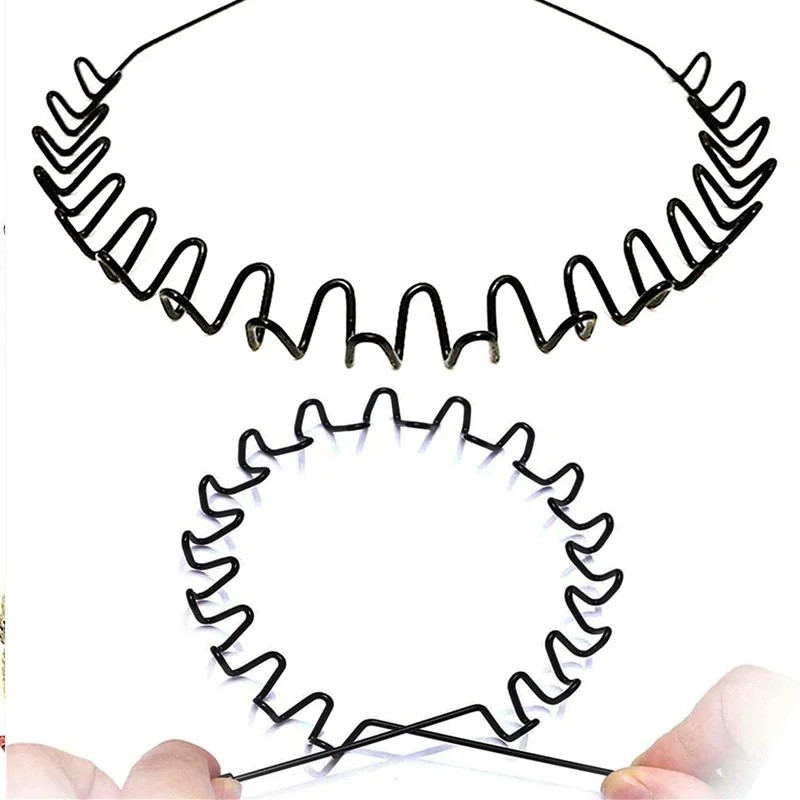 1-3Pcs Metal Hair Headband Wave Style Hoop Band Comb Hairband for Men Women