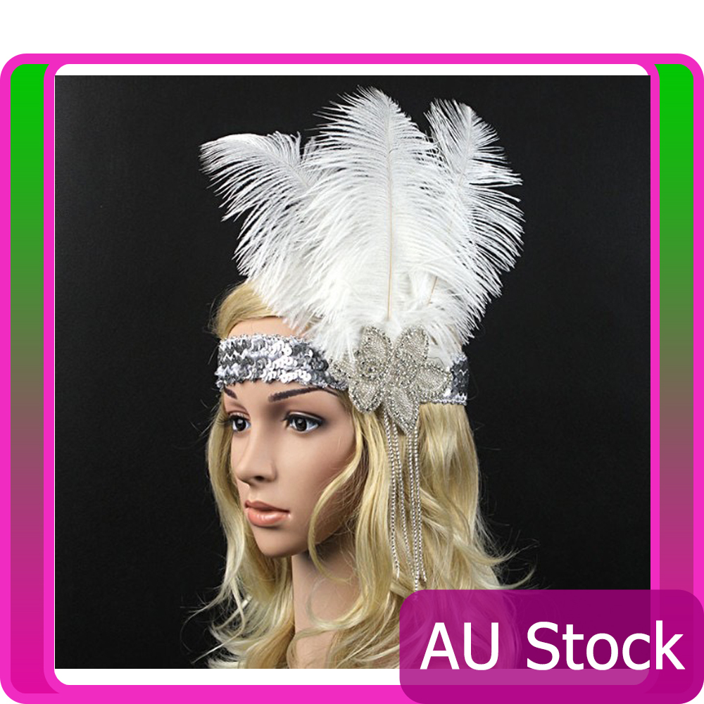 1920s Headband Vintage Bridal Gatsby 20s Flapper Feather Gangster 20’s Headpiece