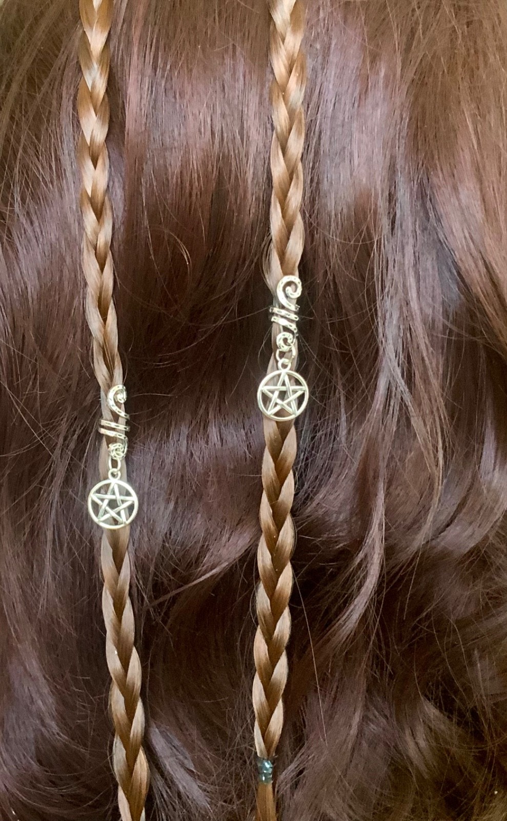 Pentagram Hair Spiral Charms Braids Twist Clip Set of 2 Gothic Occult