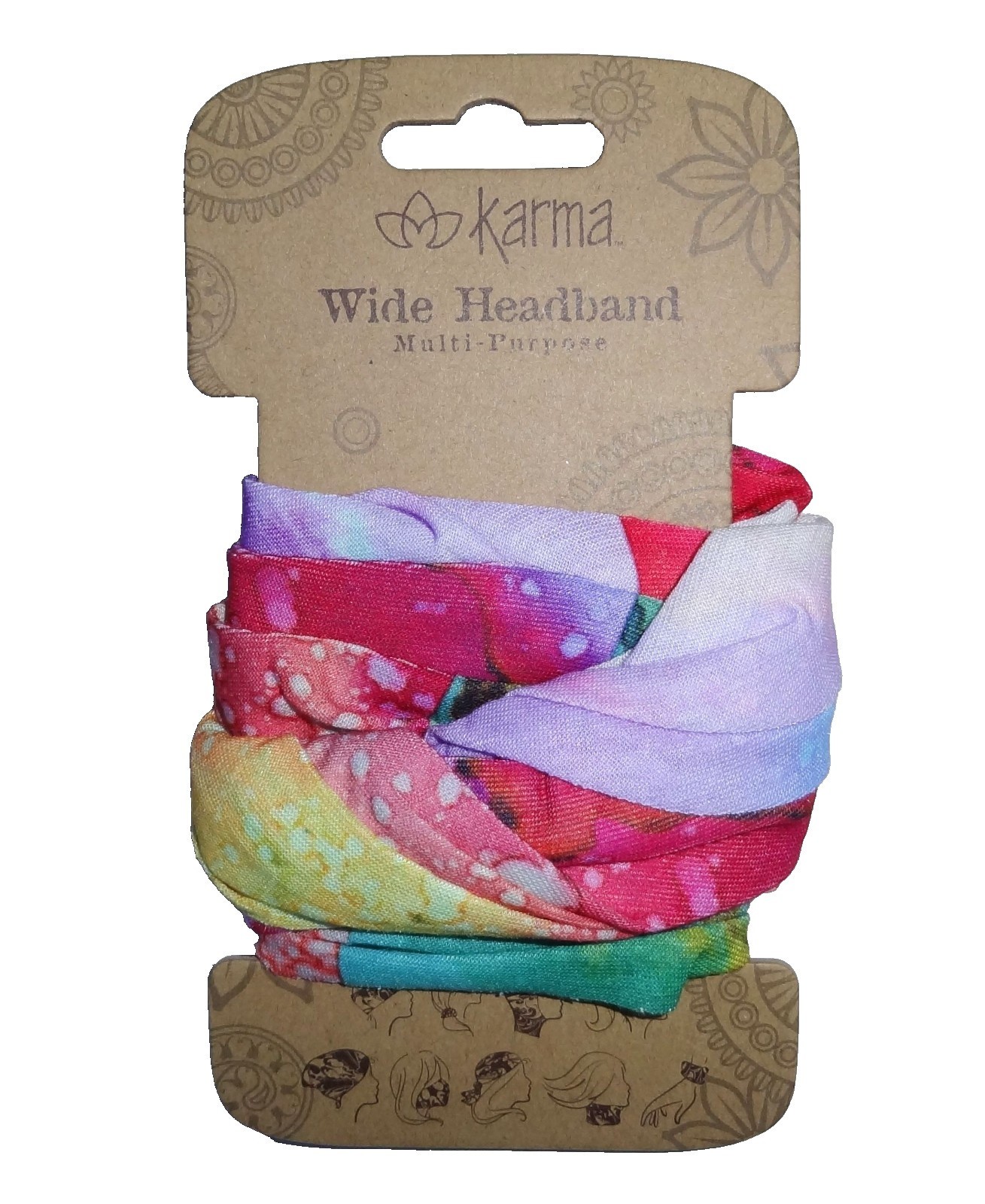 KARMA WATERCOLOR WIDE HEADBAND MULTIPURPOSE HAIR BUFF NECK GATOR FACE SHIELD NWT