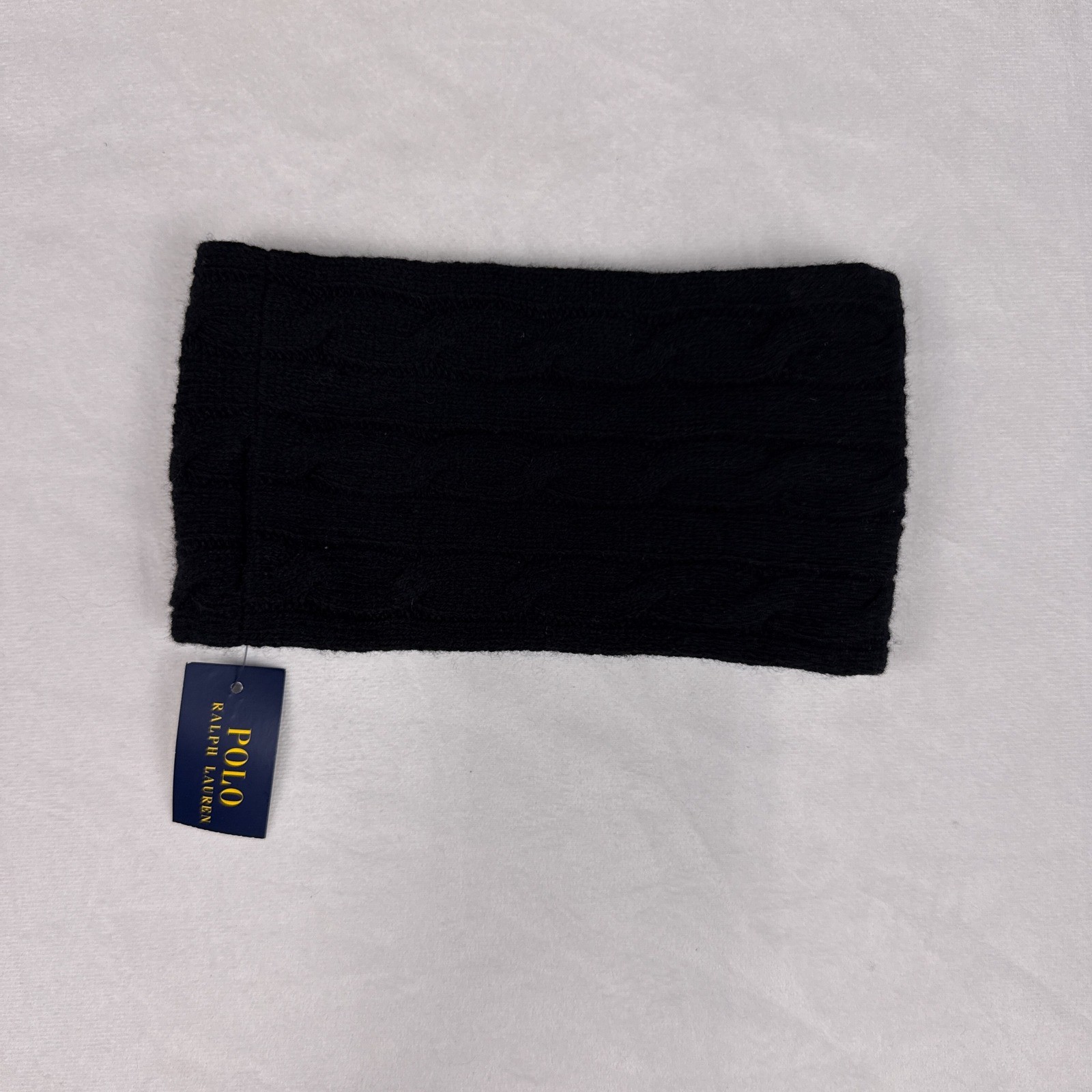 Polo Ralph Lauren Black Merino Wool Cashmere Cable Knit Headband 4PF129 NWT