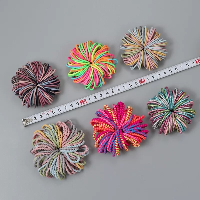 New 100/lot Hair bands Girls Candy Color Elastic Rubber Band Hair Hairband
