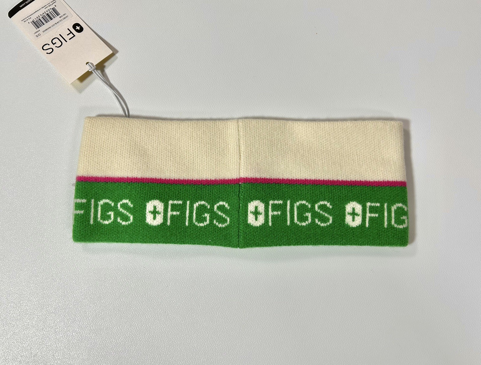 Figs Wool Color Block White Green Pink Headband Unisex NWT