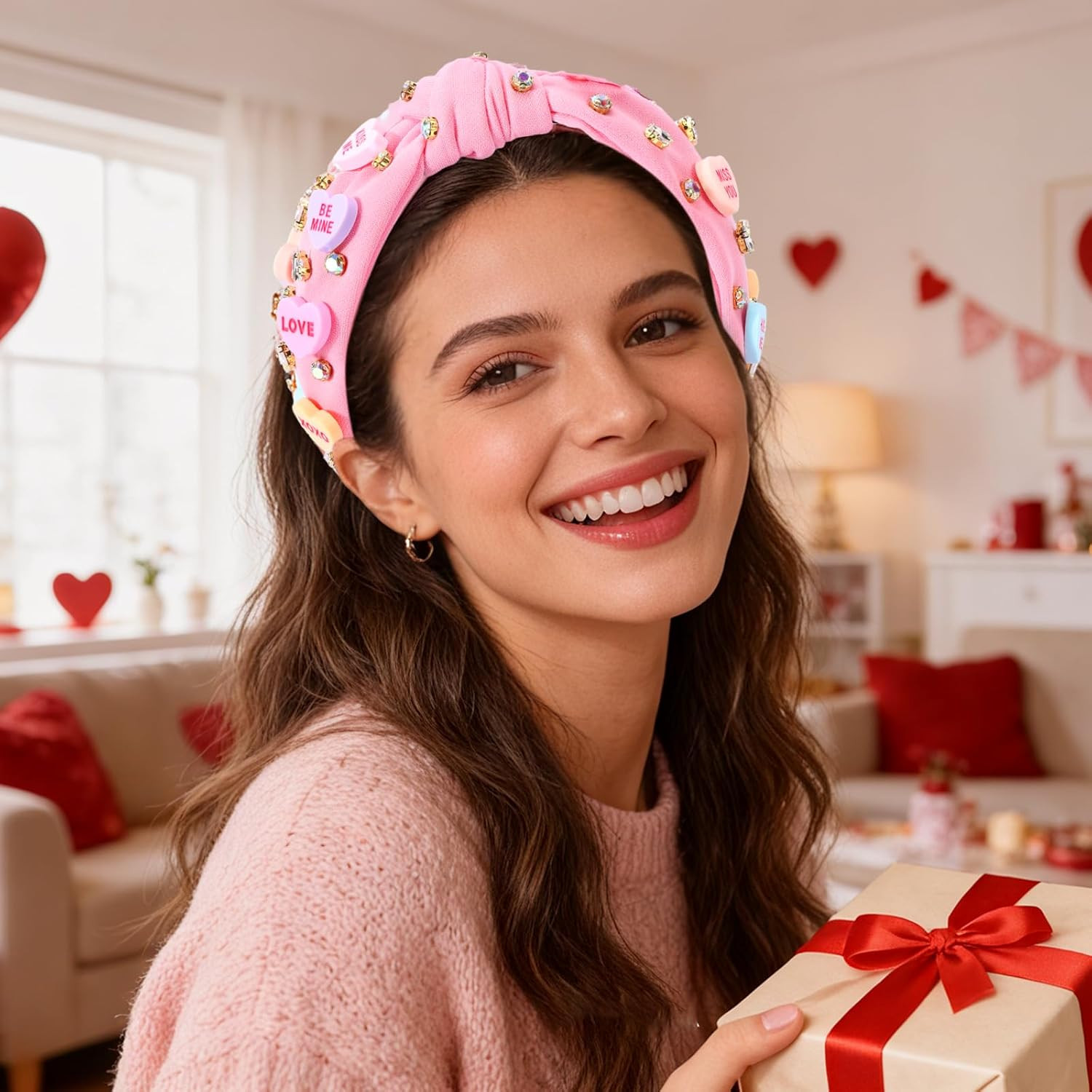 Valentines Headbands for Women Teen Girls, XOXO Love Heart Headband, Valentines