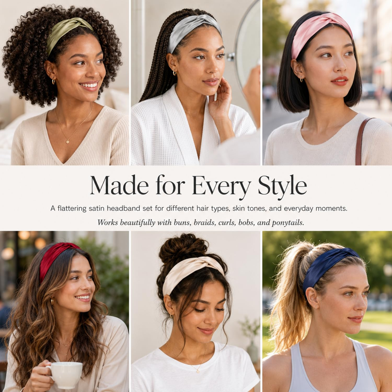 MTLEE 9 Pieces Elastic Hair Wraps and Adjustable Satin Headbands Twisted Turban
