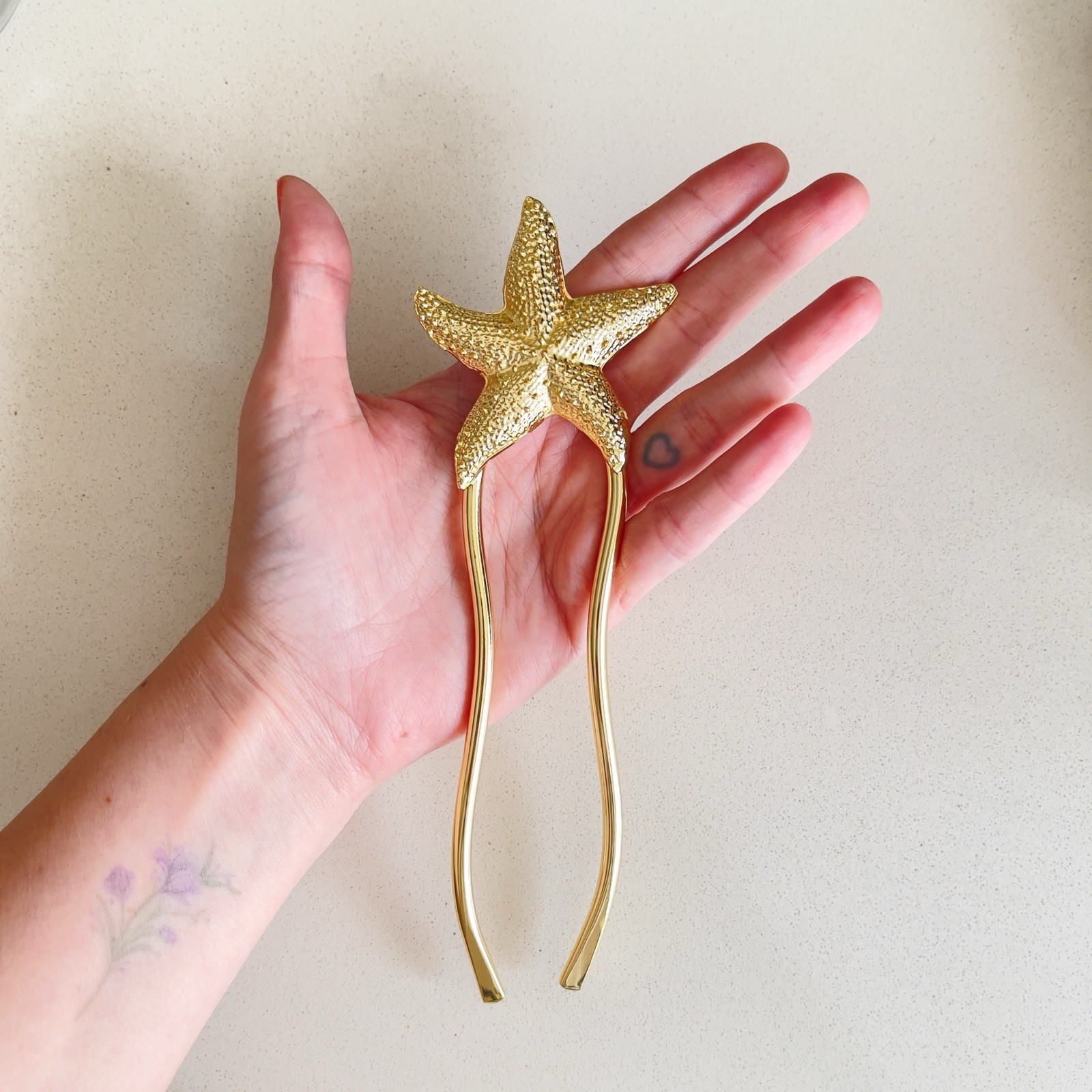 Gold Starfish Handmade Brass Hair Pin