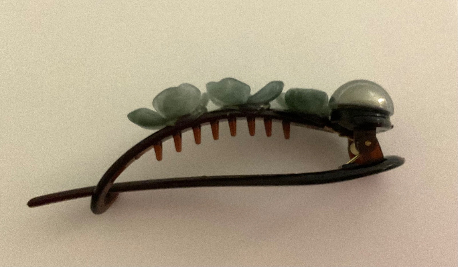 Floral green/brown hair clip great for any occasion great stocking stuffer. H-NN