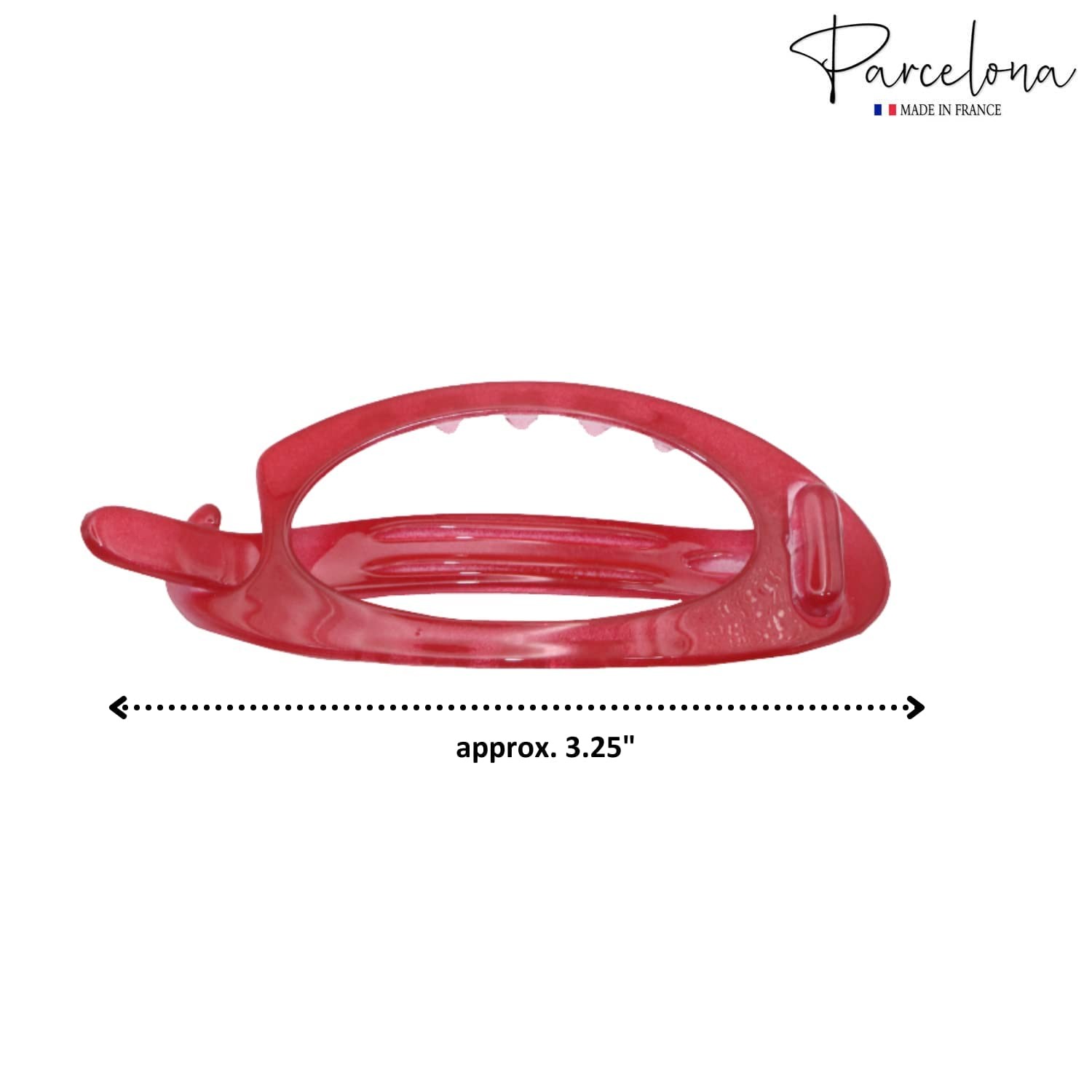 Parcelona French Plain Oval Small Celluloid Set of 2 Metal Free Hair Barrettes