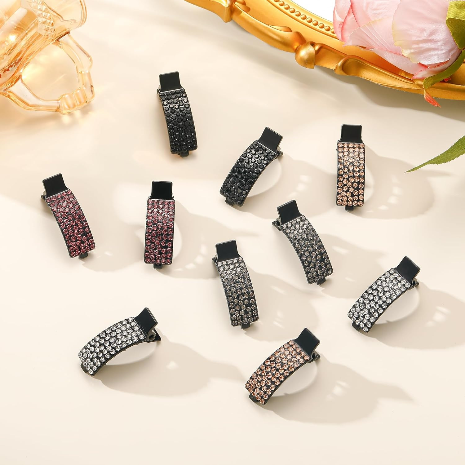 10 Pcs Small Rhinestone Hair Clips for Women Mixcolor Hair Clips for Styling Cut
