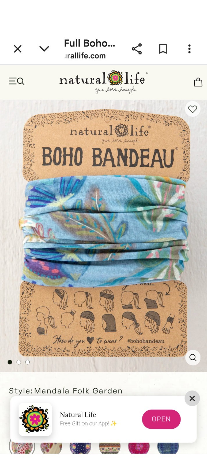 Natural Life Women’s Fabric Headband Floral Boho Bandeau Set Of 2