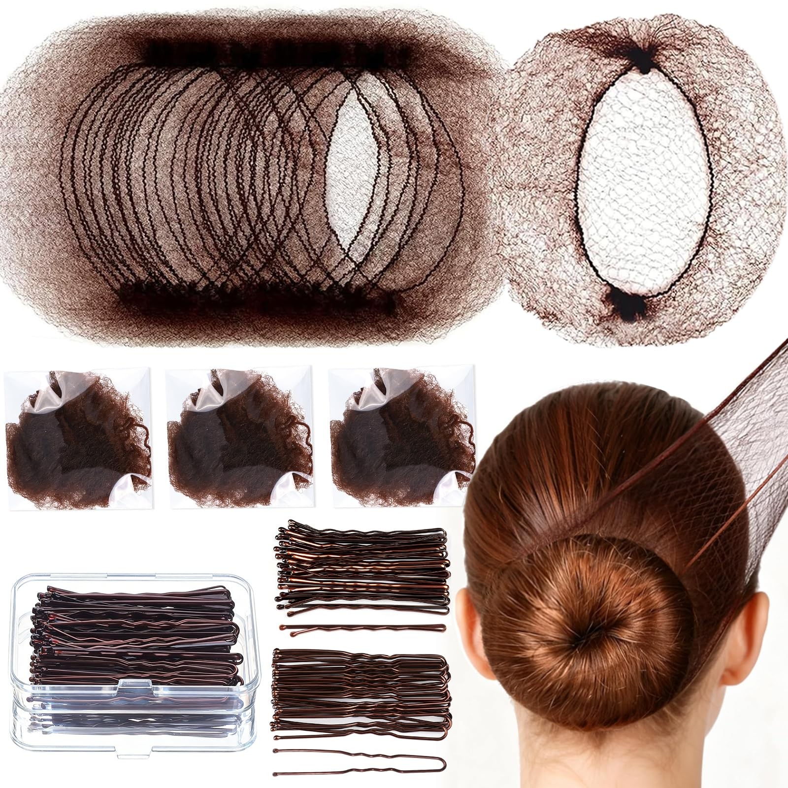 Teenitor Hair Net Set, Includes 20 Pcs 1 Count (Pack of 1), Brown