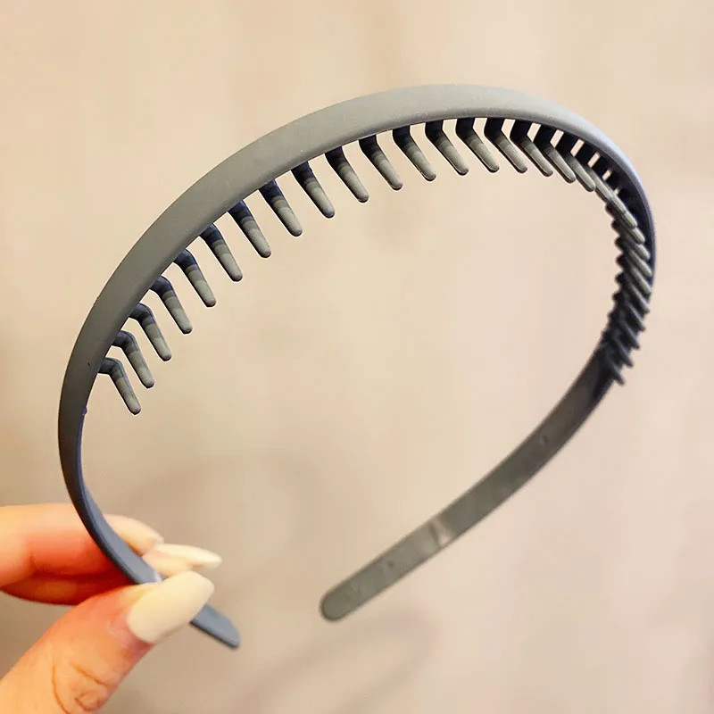 Women Simple Colorful Matte Toothed Hairbands Broken Hair Finishing Headband Out