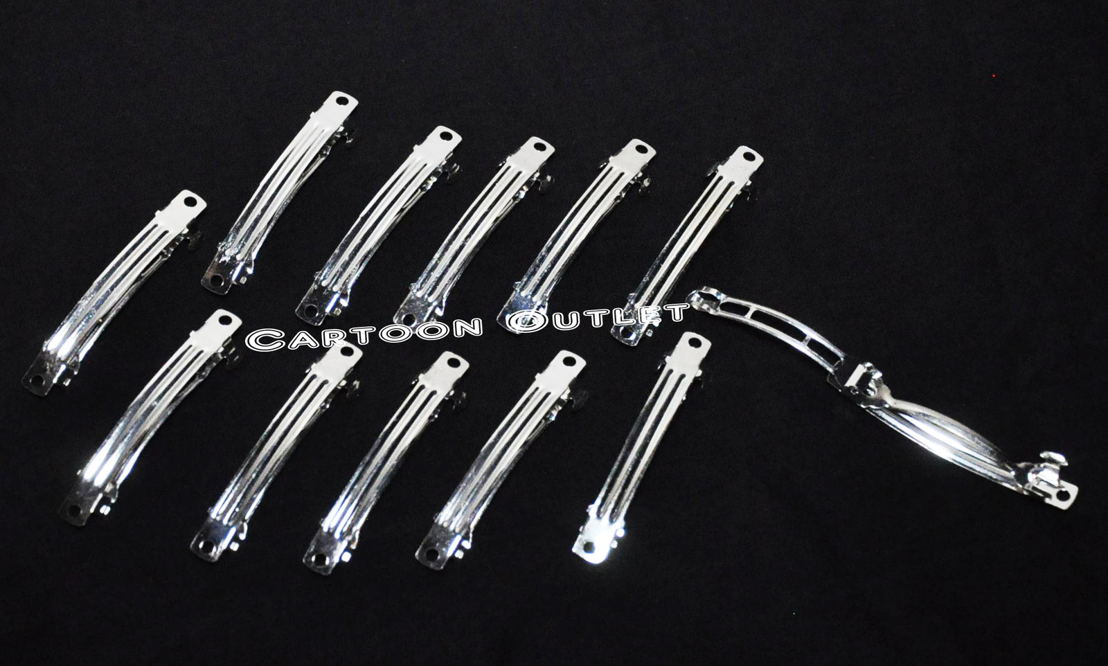 12 PCS HAIR CLIPS BARRETTE FRENCH STYLE HAIR BOW PLAIN SILVER METAL FAVORS 70mm