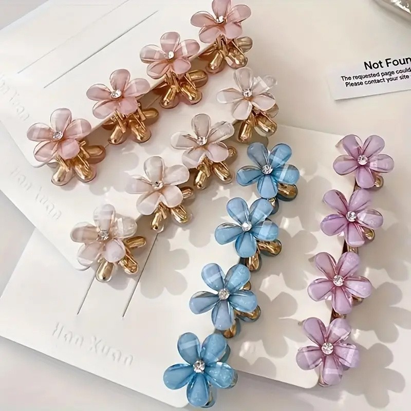 14P Random Mini Flower Hair Clips Floral Hair Pins Women Daily Hair Accessories