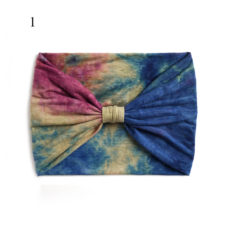 Headband for Women Boho Tie Dye Yoga Wide Knotted Sport Head Wraps Turban