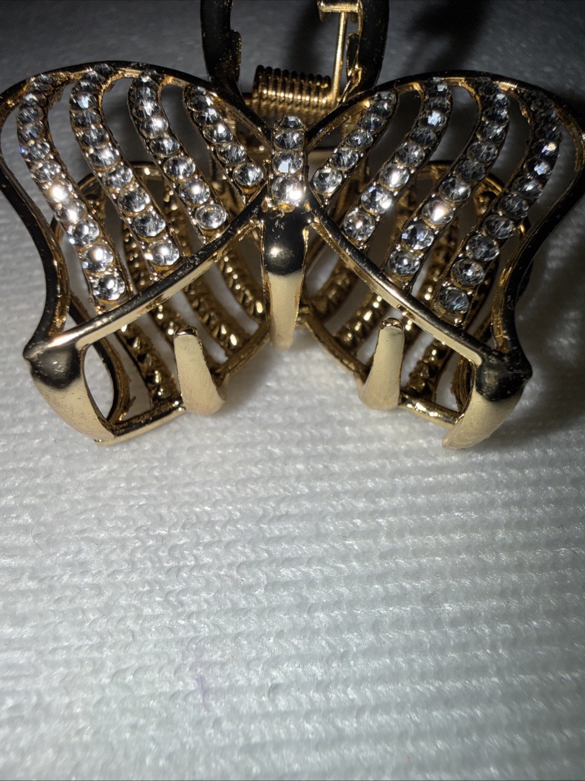 Angel Wings Gold Tone With Rhinestones Small Hair Claw NWOT