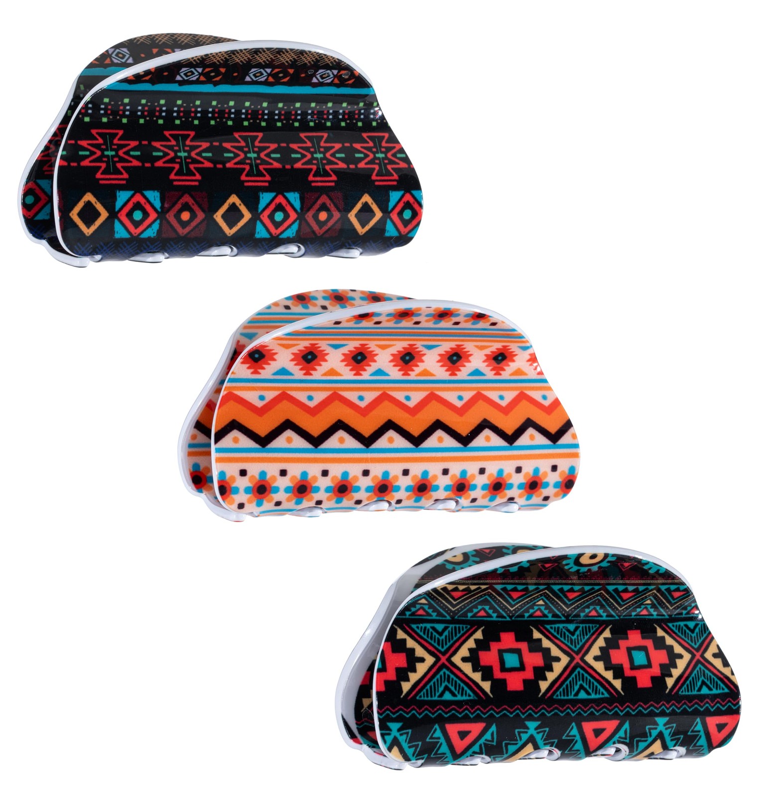 Mixcbe Bohemian Hair Claw Clips 3 Pack Boho 1 Count (Pack of 3), Multicolor