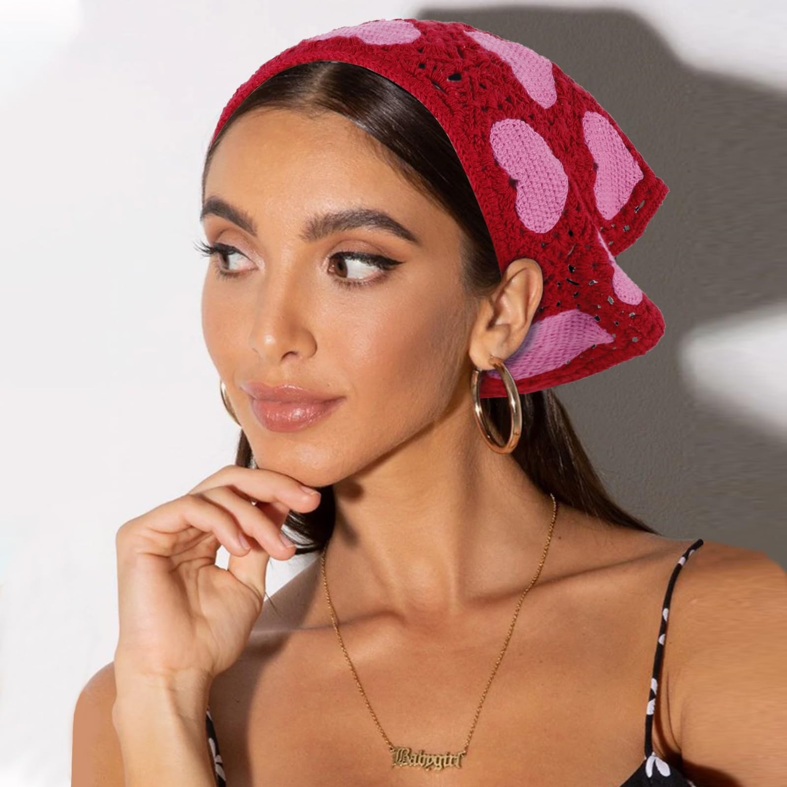 3 PCS Crochet Headband Triangle Head Scarf Bandanas Knitted Kerchief