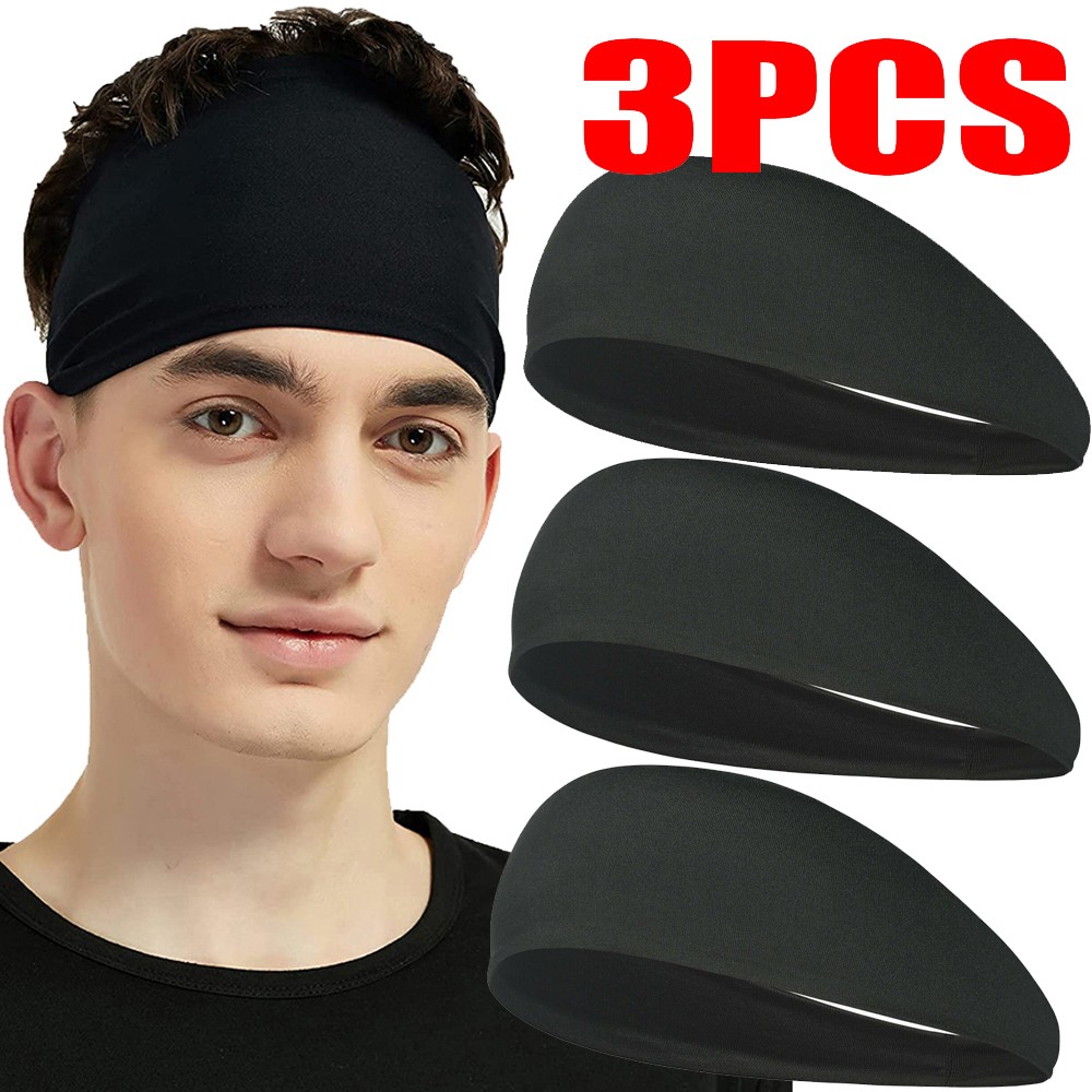 3 PCS Soft Elastic Headbands Unisex Wide Sports Hair Bands for Gym Running Yoga