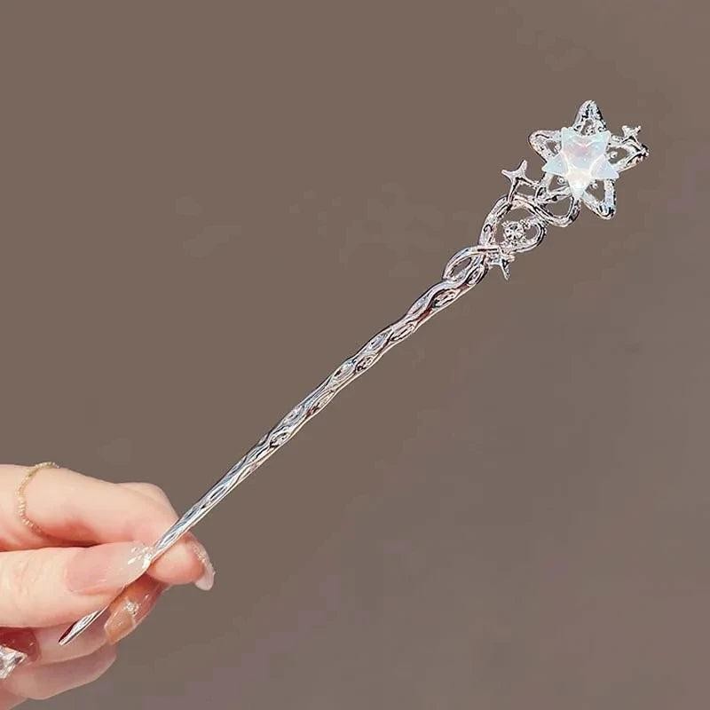 Vintage Zinc Alloy Star Moon Tassel Hair Stick Chinese Hairpin for Women