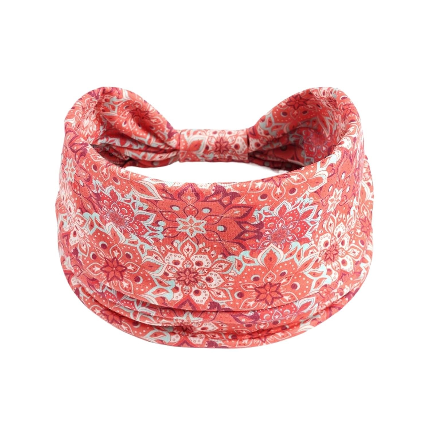 4 Pack Boho Headbands Stretch Paisley Print Bandana tangerine、pink、green、cyan