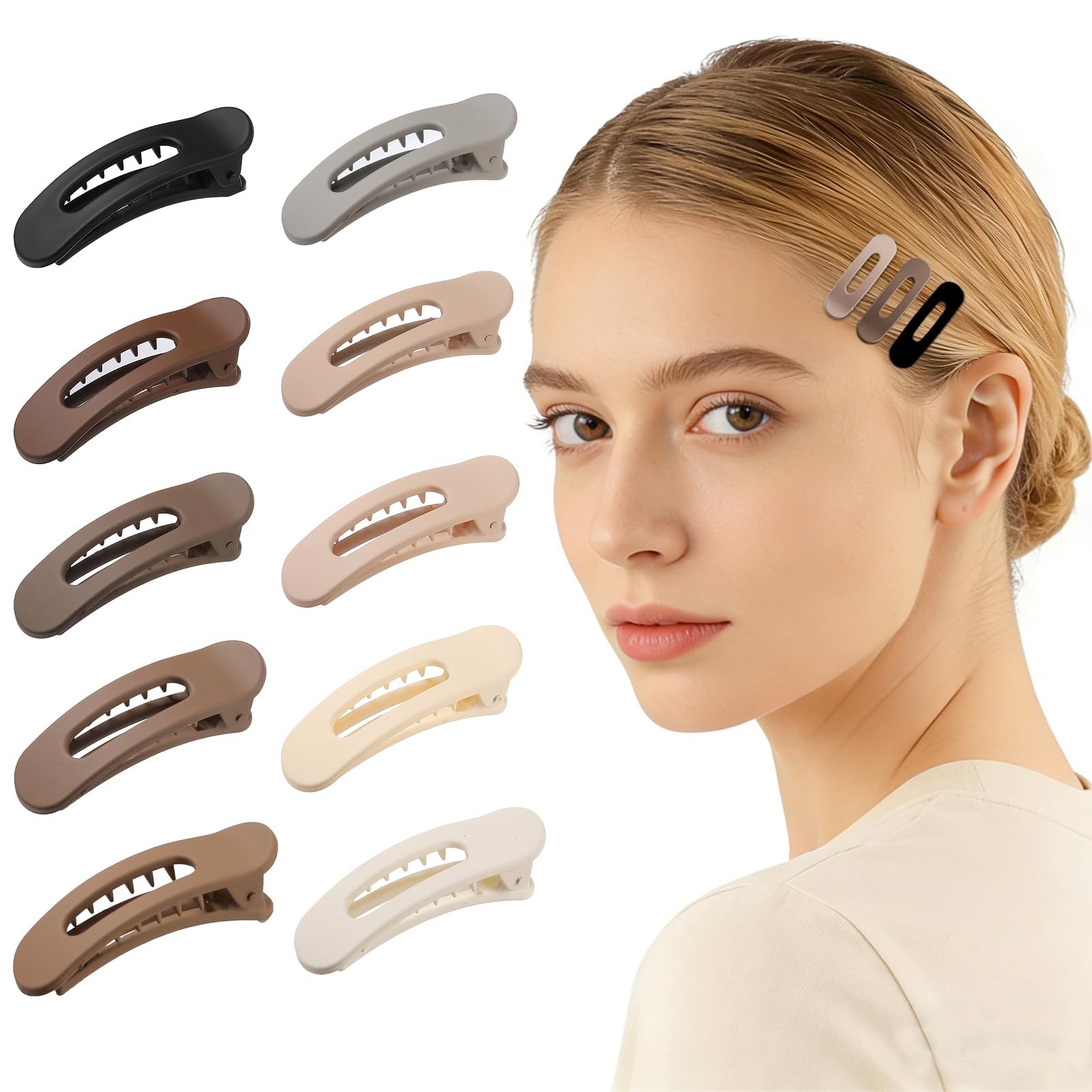 Lahnie 10 Pack Small Flat Hair Clips for 1 Count (Pack of 10), Neutral Matte