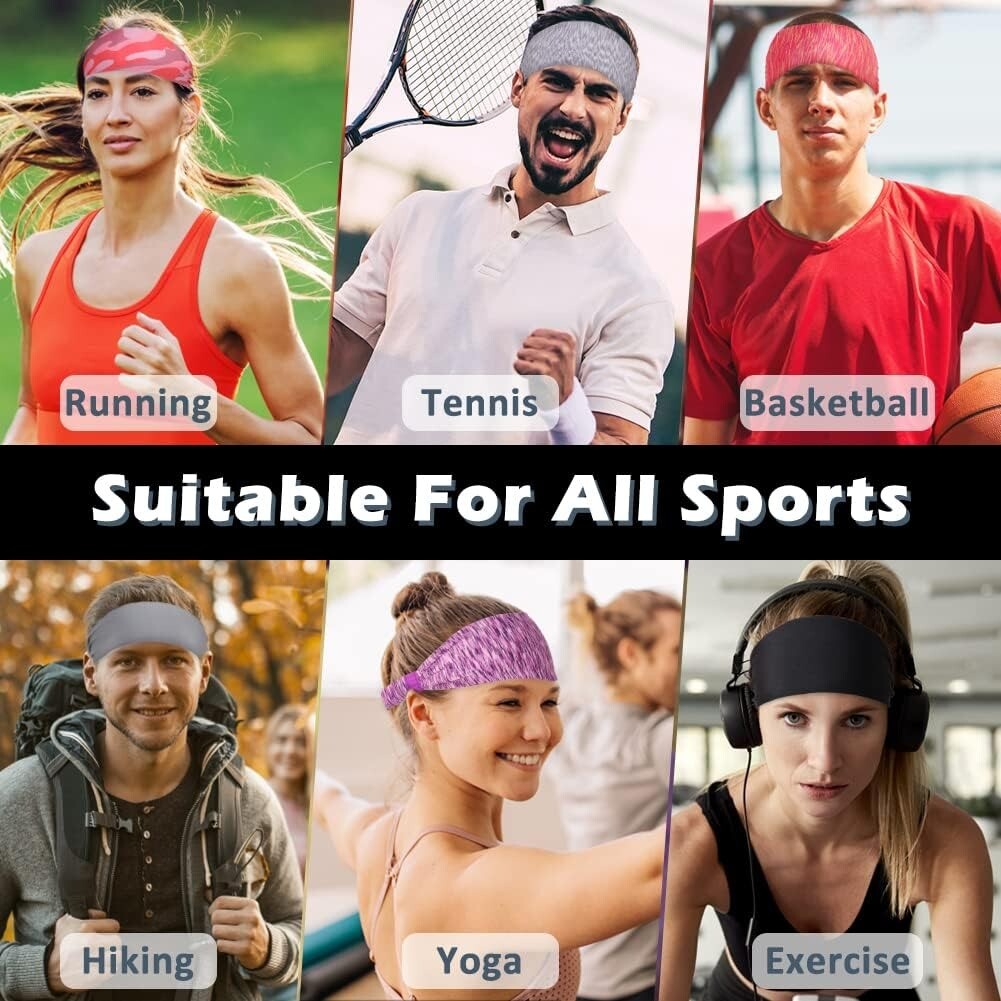 Sweat Headband for Men Women Sweatband Yoga Gym Running Stretch Sports Head Band