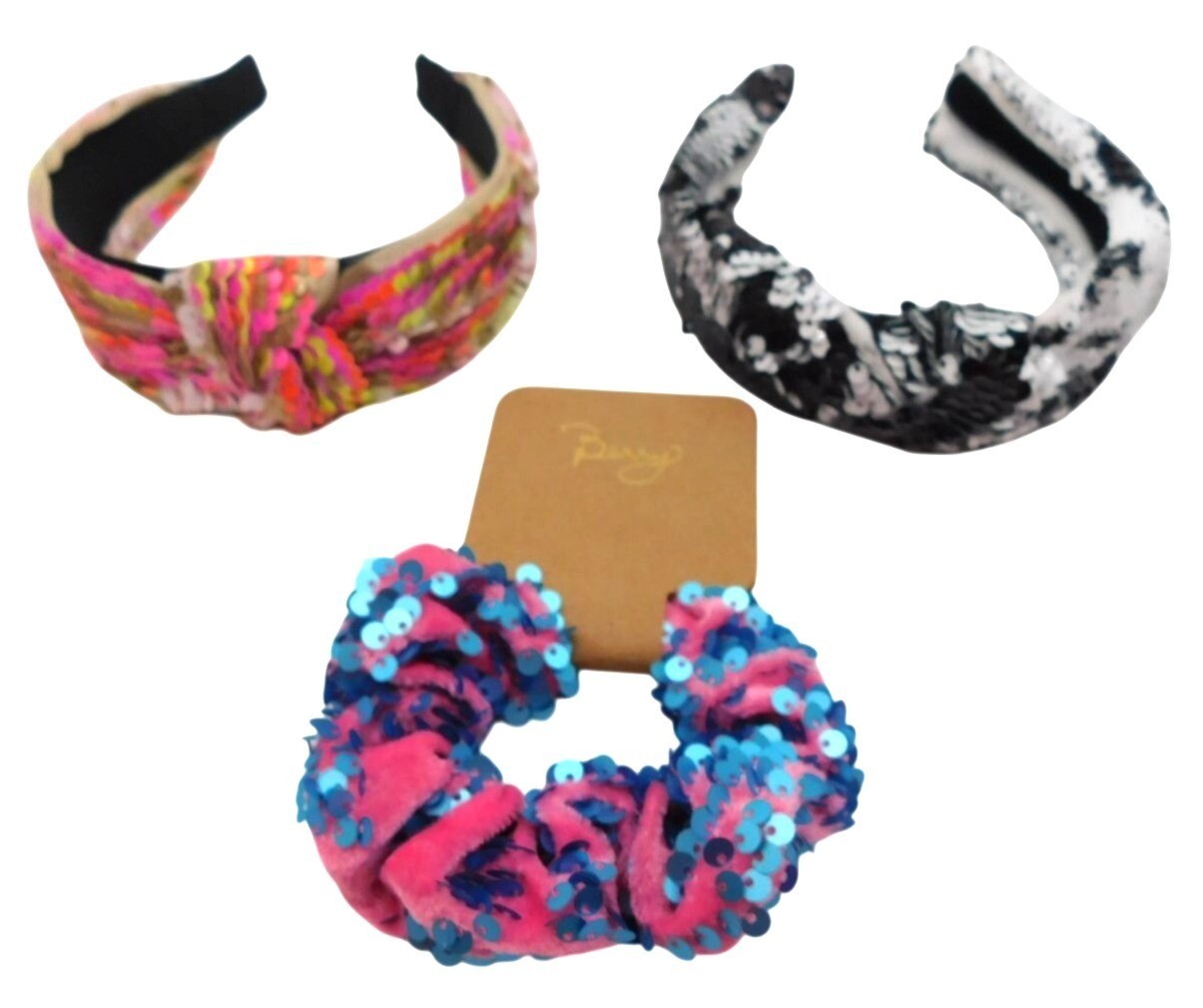 Sequin Embellished Headbands Scrunchie Hair Accessories Black MultiColor