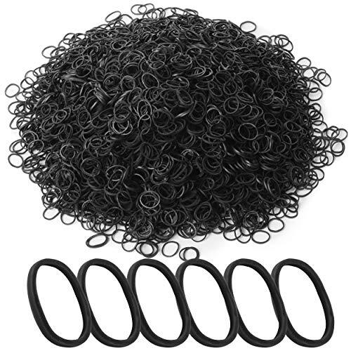 Paquete de 2400 bandas de goma para el pelo pequeñas negras.