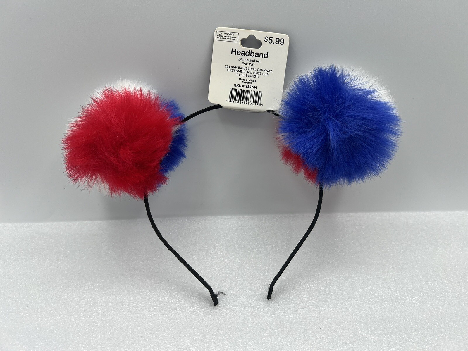 Pom Pom Headbands Hair Accessories Patriotic Red White & Blue (Lot of 7)