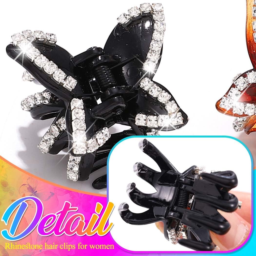 BARTOSI Rhinestone Claw Clips Sparkly Hair 1 Count (Pack of 1), Butterfly