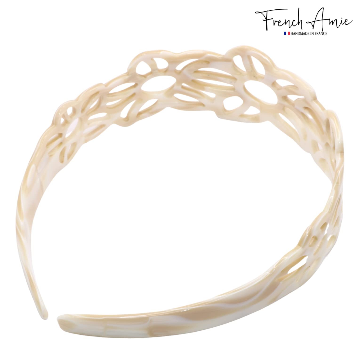 French Amie Flower Wide 1 1/2″ Celluloid Handmade Flexible Headbands