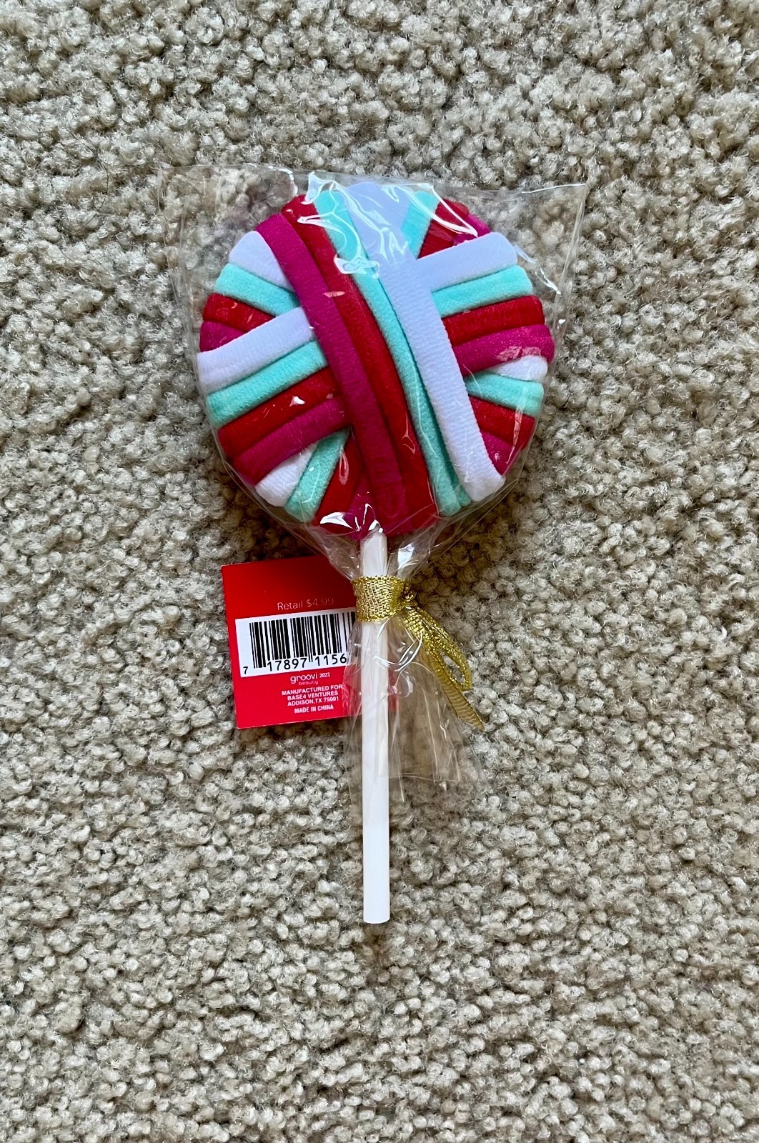16 Sweet And Shimmer Groovi Beauty Hair Elastics Lollipop Red White Pink Blue