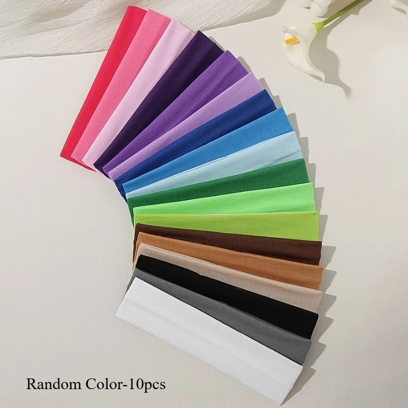 Elastic Knitted Headbands Solid Color Sports Yoga Running Hair Band Set