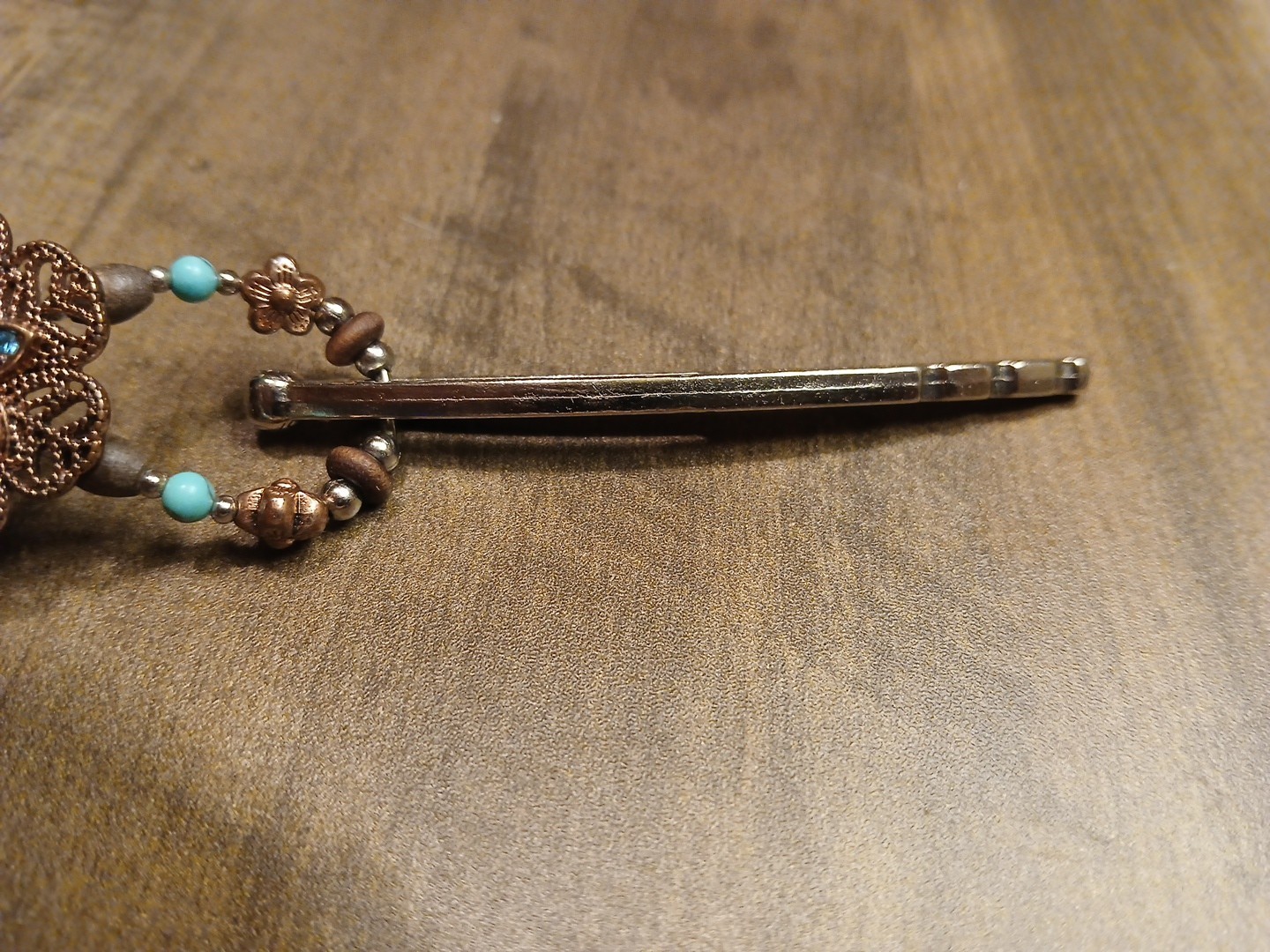 Lilla Rose Metal Flex Hair Clip- Turquoise & Copper Flower Beads Unique & Rare