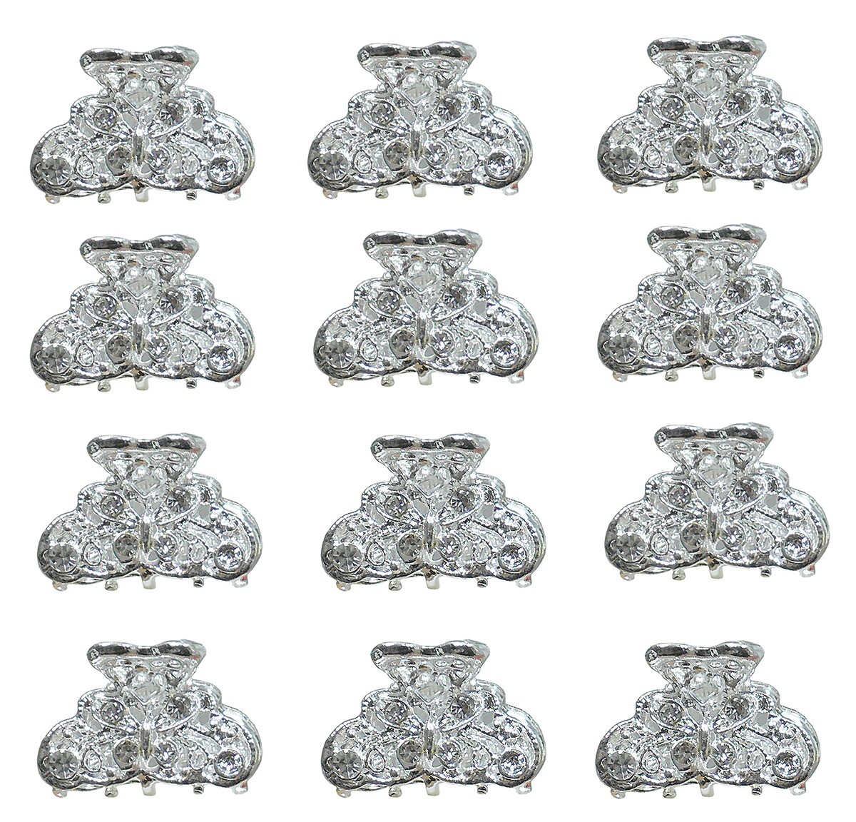 JCGY Dz Pk Mini Hair Claws Silvery White Sparkly Crystals Bridal Hair Claw 6-1-D