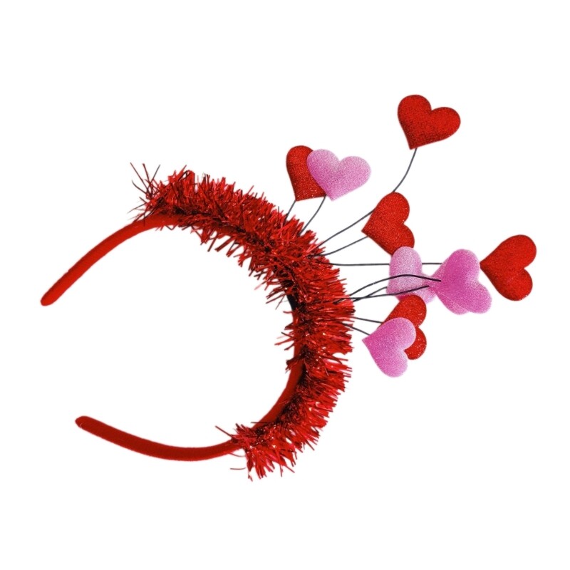 Woman Glitter Heart Flower Headband Valentines Headband for Ladies Taking Photo