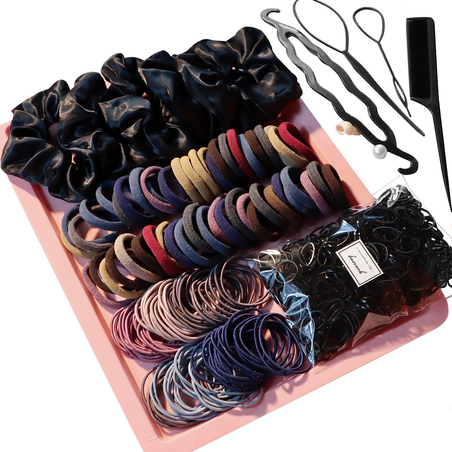 755PCS Hair Accessories for Woman Set Seamless Ponytail Holders Variety Hair Scr