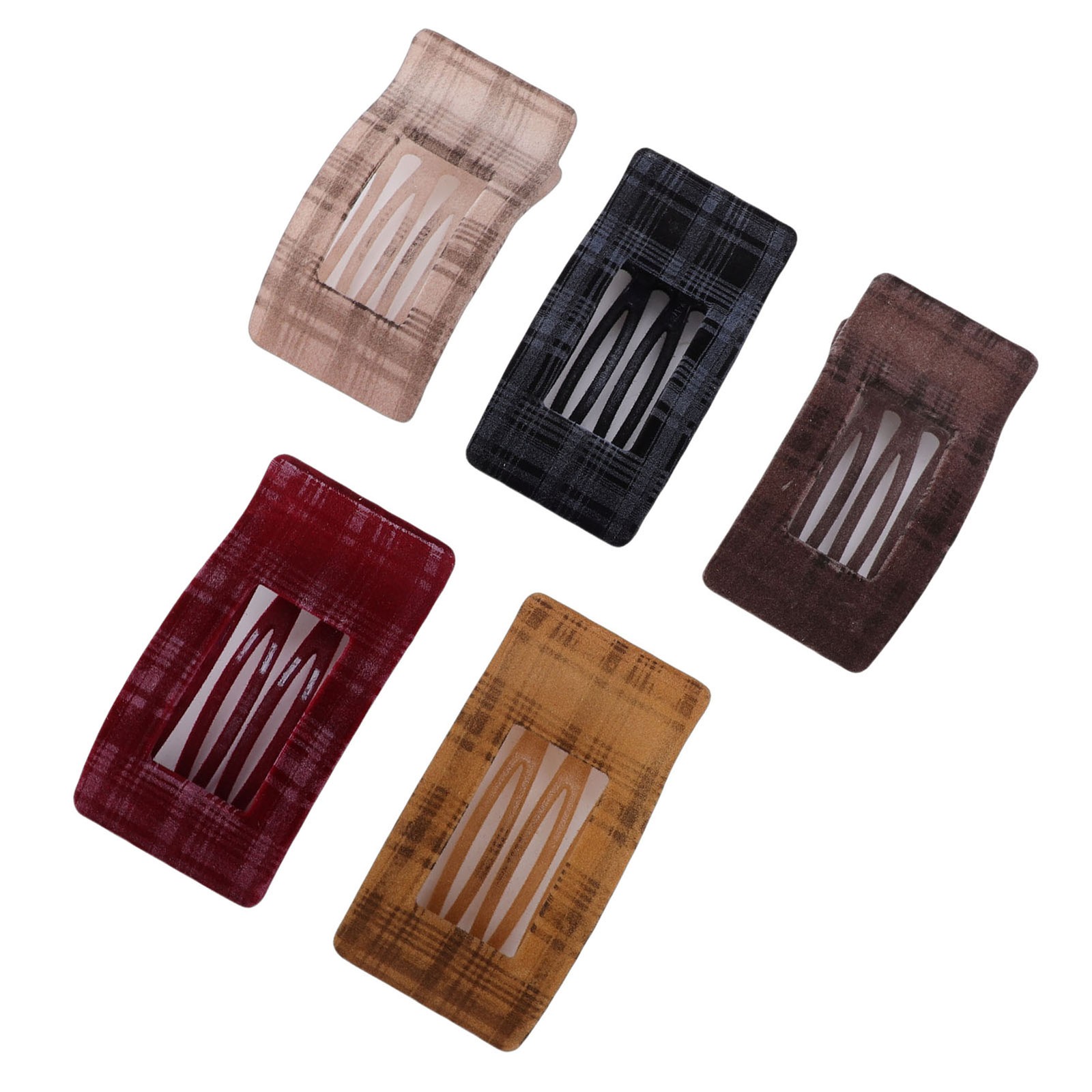 5 Pack Elegant Stylish Large Flat Hair Clips For Women Black Red Brown