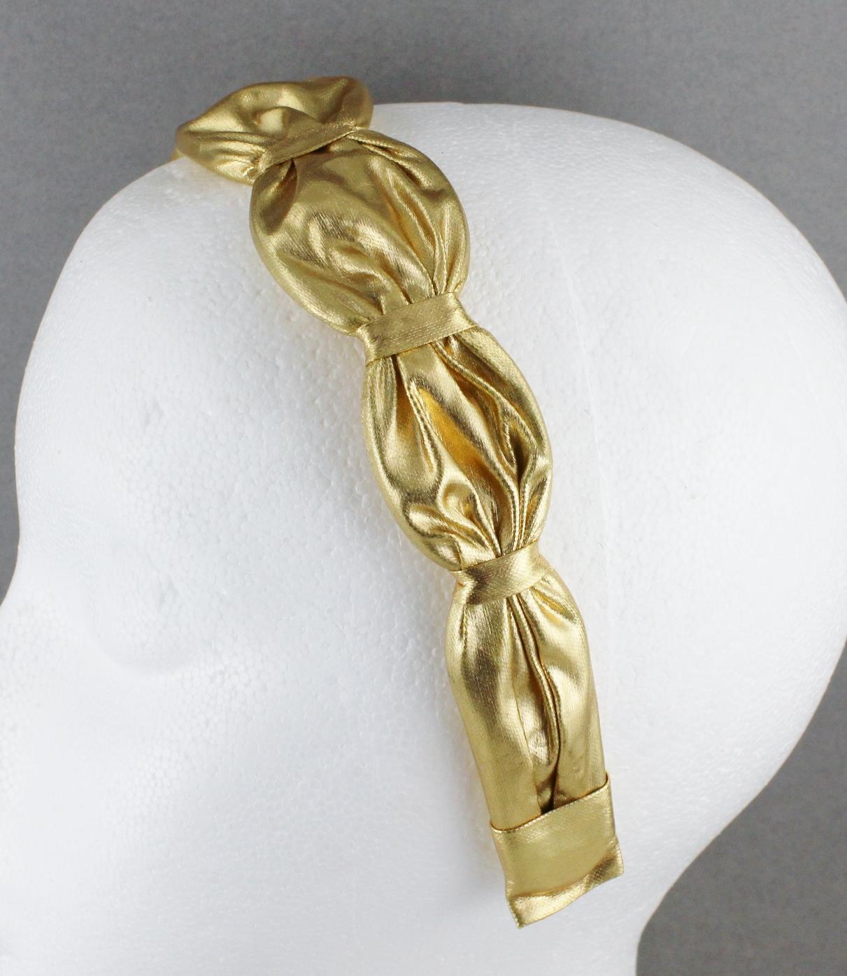 shiny gold lamé headband 1.5″ wide faux leather headband hair band accessory