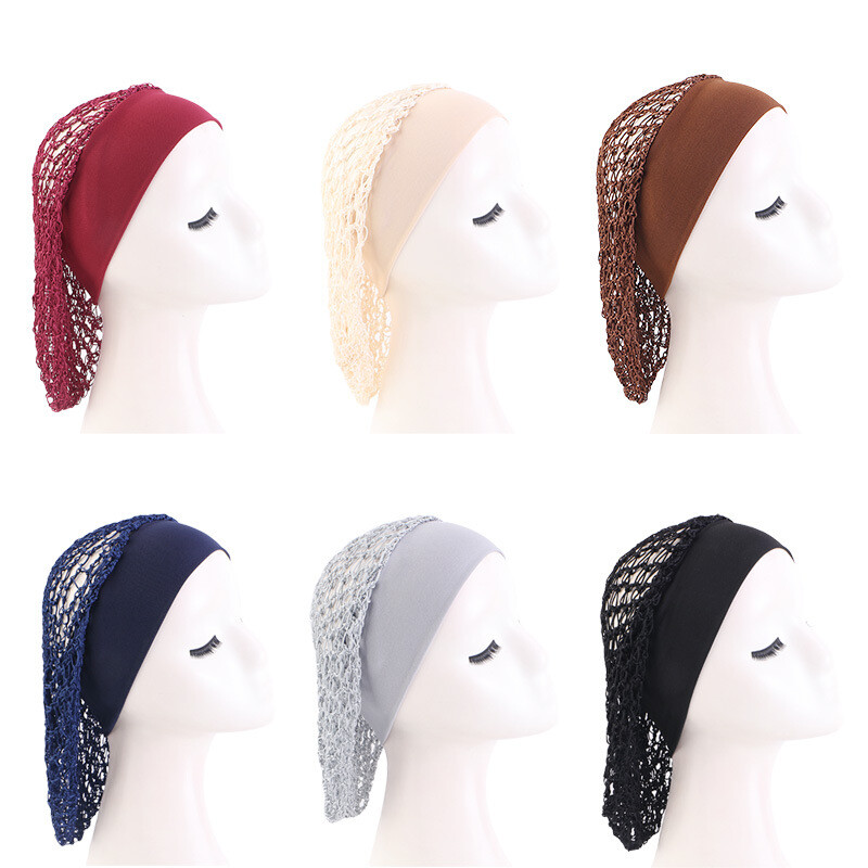 Women Mesh Hair Net Crochet Cap Cover Turban Fish Snood Sleeping Night Slouchy