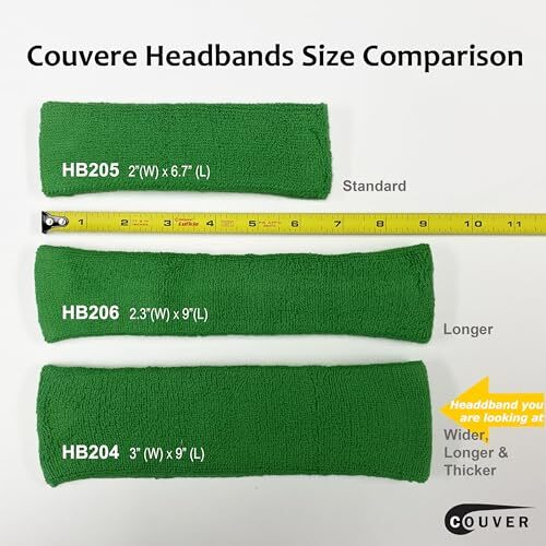 COUVER HB204 Wide, Long & Thick Sports Sweat Headband for Large Head, 1 PC Top