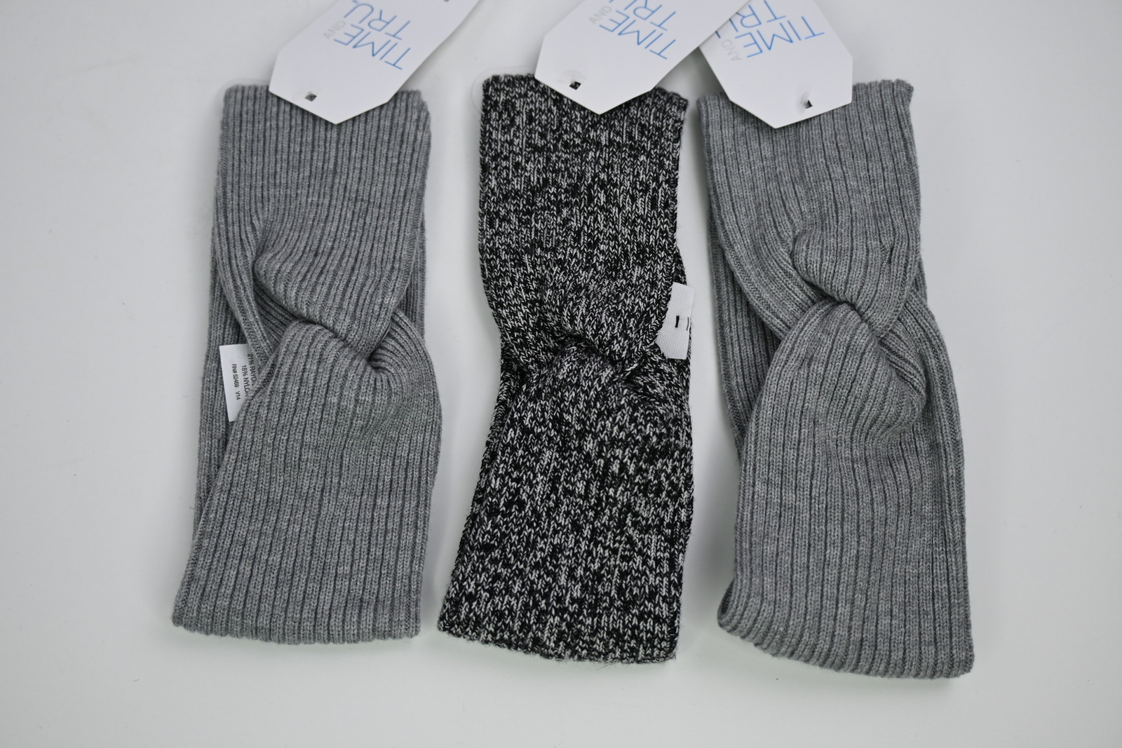 Women’s Time and Tru 3-Pack Head Wrap Grey/Black/Grey One-Size