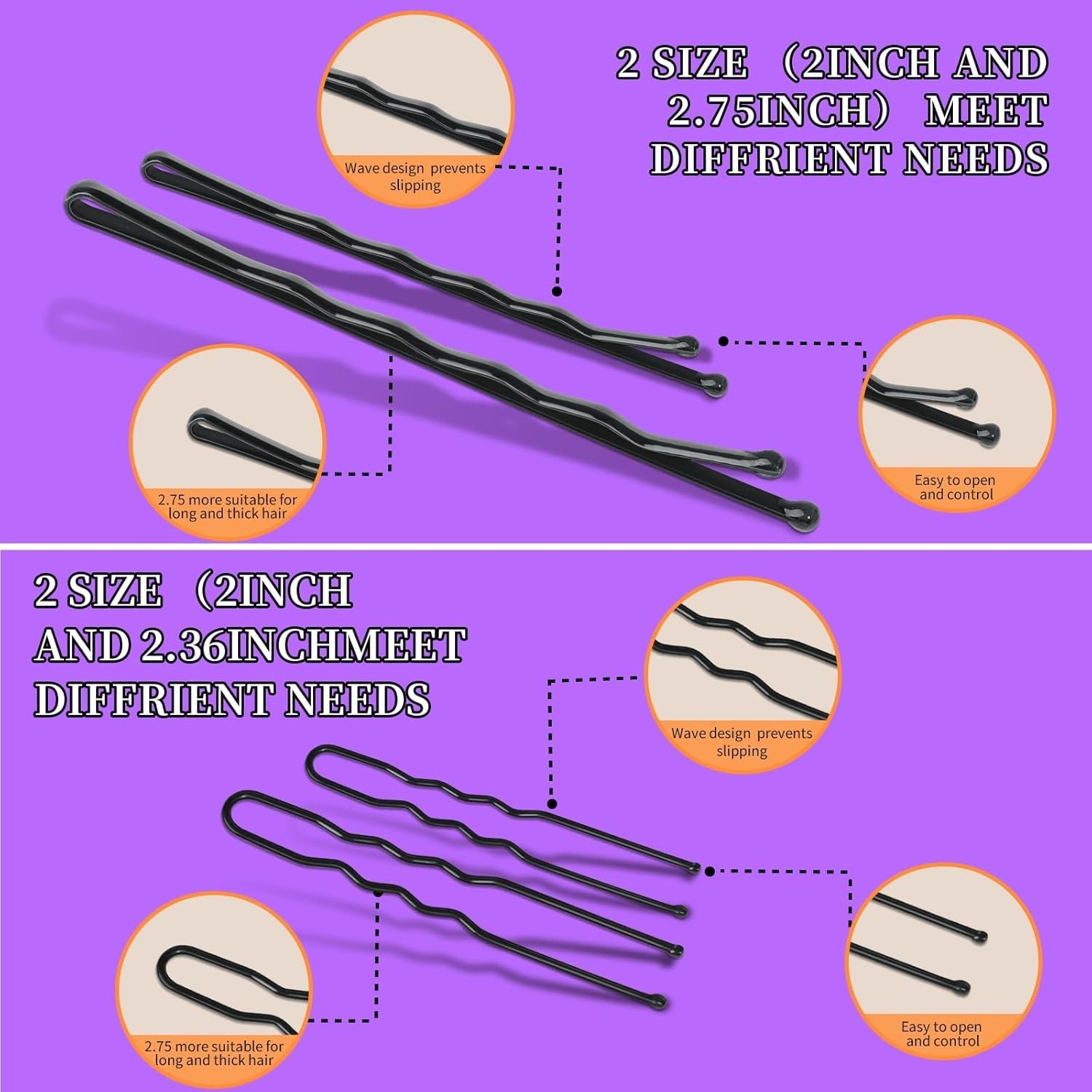 300Pcs Hair Pins Bobby Pins Black, 100 Black Bobby Pins 2 2.75100 Hair Pins fo