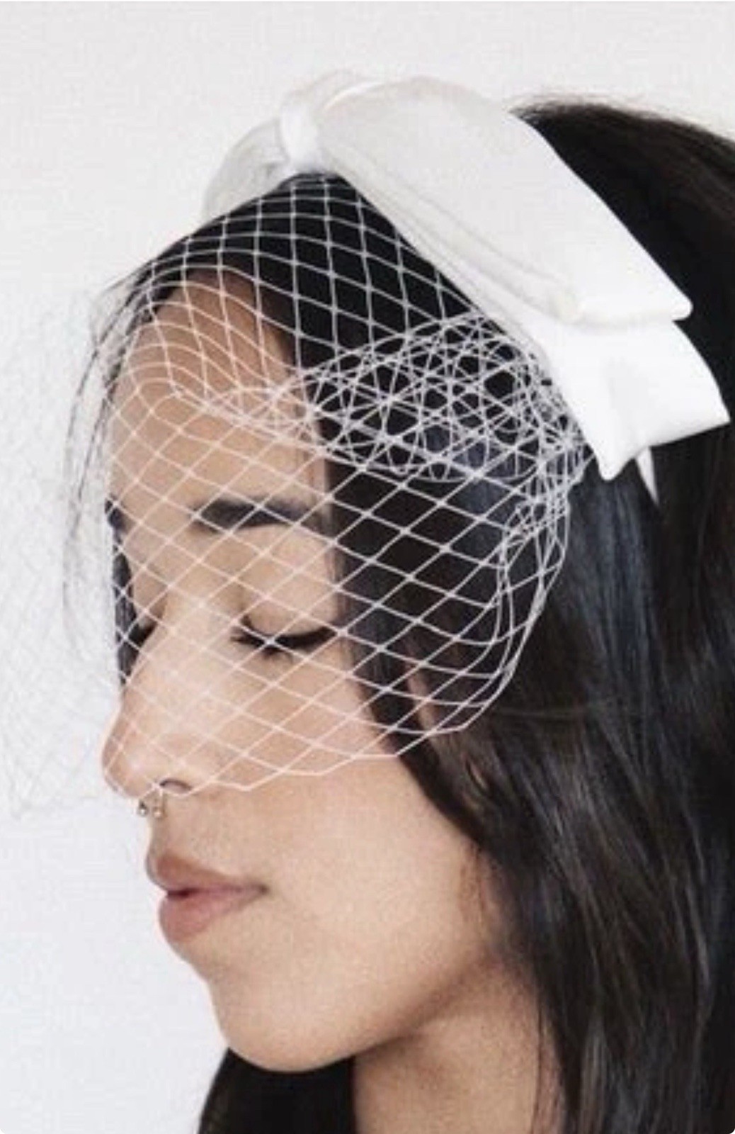 Kristin Ess NIB Bridal Veil/Headband In Bright White