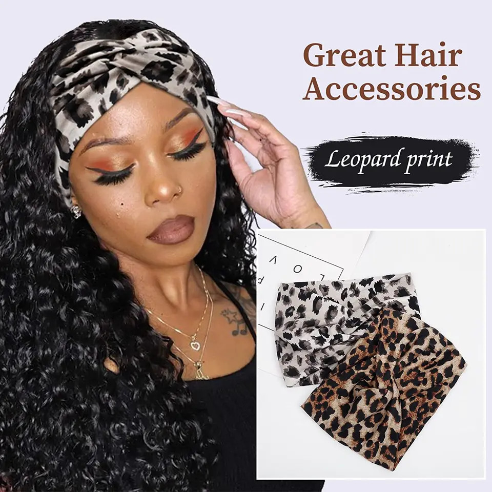 Headbands Yoga Wide Thick Stretch Boho African Turban Leopard Knotted Women